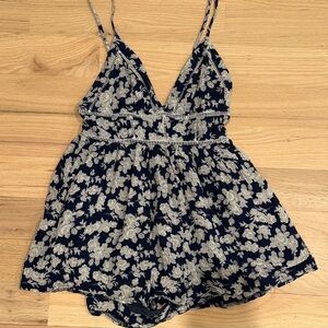 NWOT LF Navy and White Floral Romper